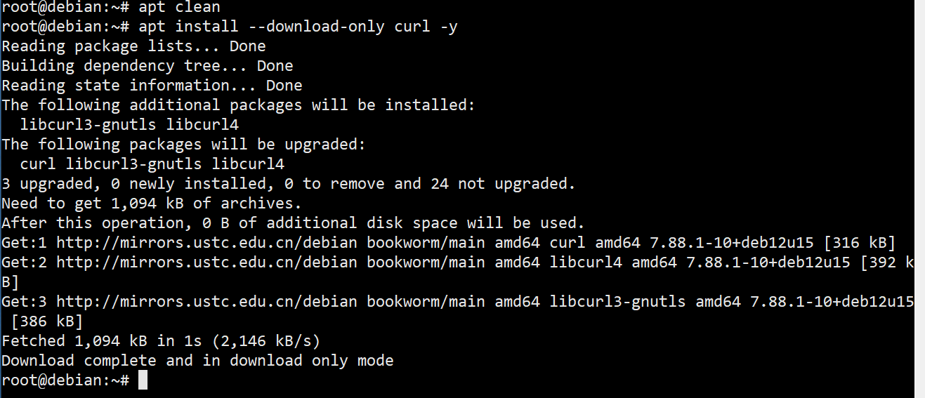 sudo apt install --download-only curl -y 