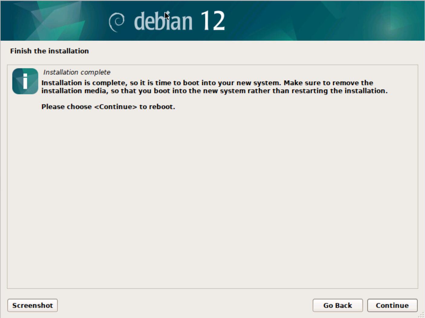 Debian12系统安装完成