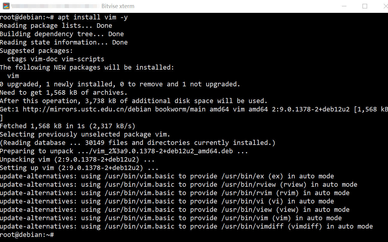 apt install vim -y