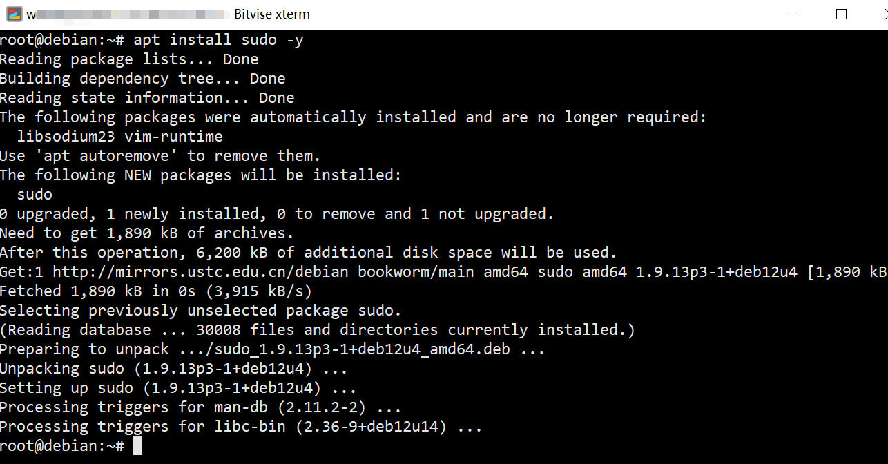 apt install sudo -y